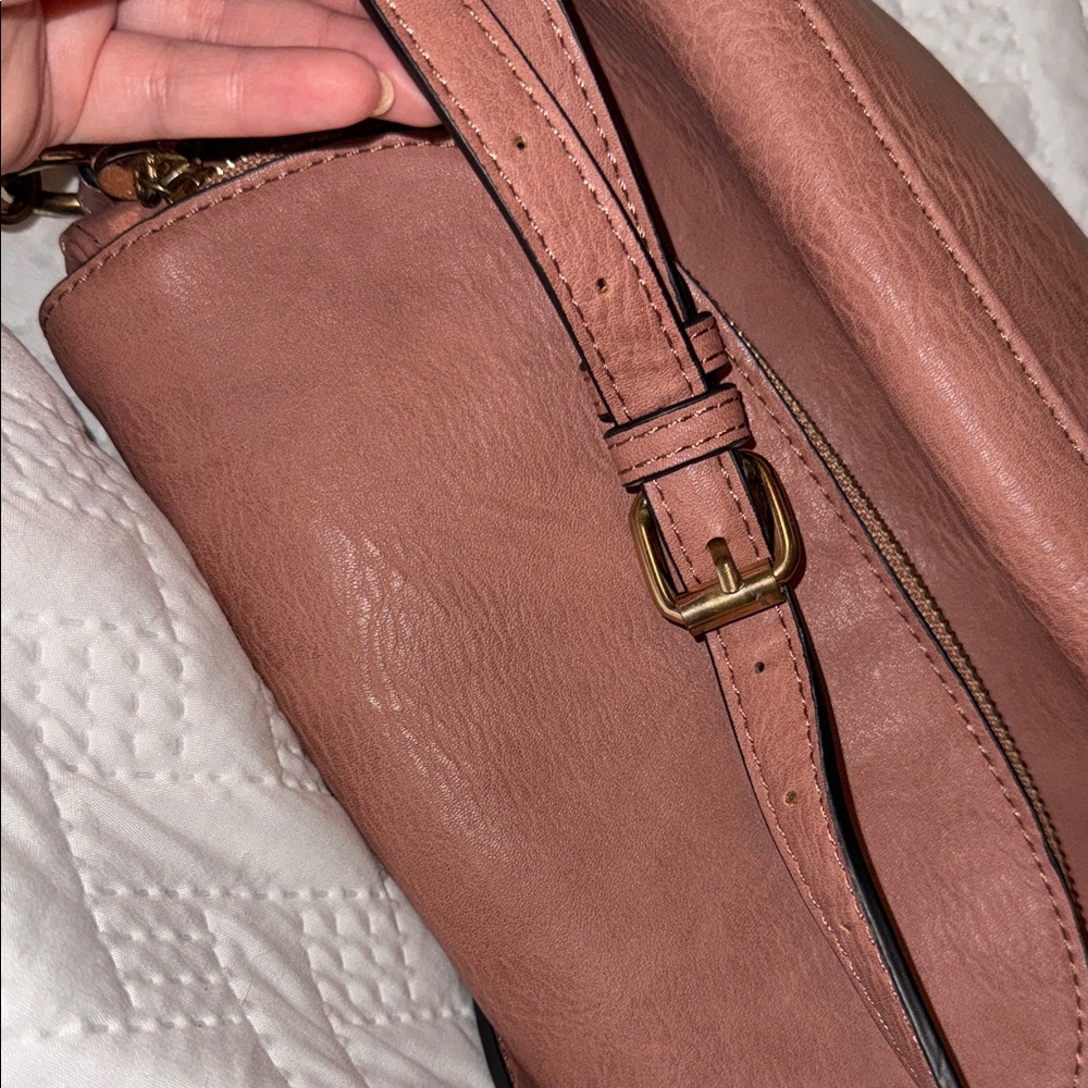 Madison West Dusty Rose Leather Crossbody with Tassel - Picture 9 of 9